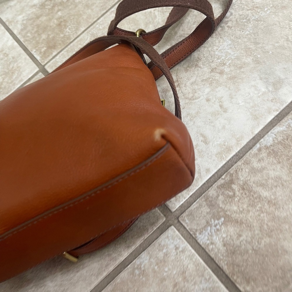 Fossil Crossbody Bag Cognac Pebbled Leather Brown Gold Tone travel brown - Picture 4 of 11